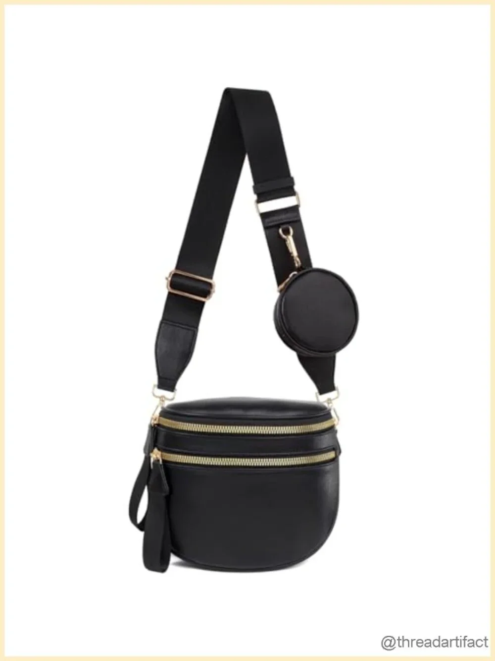 Genuine Leather Waist Pack Crossbody Bag with Detachable Wallet